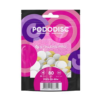 Vymeniteľné brúsne kotúčiky na pedikúru Pododisc STALEKS PDFS-20-80 biele